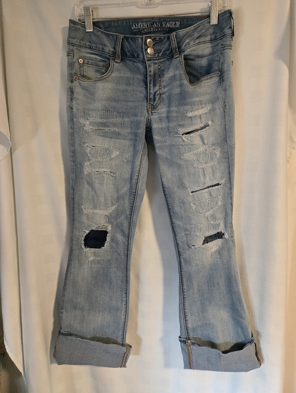 American Eagle Outfitters Light Blue Distressed Bootcut Jeans